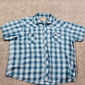 Wrangler Pearl Snap Shirt Mens 3XL Blue Short Sleeve Western